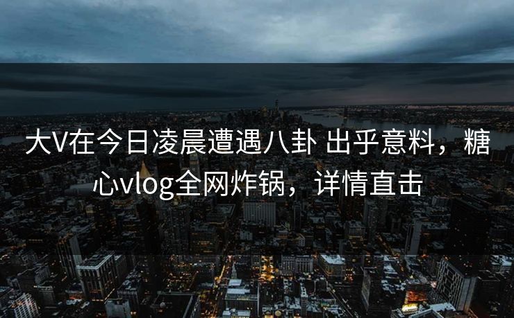 大V在今日凌晨遭遇八卦 出乎意料，糖心vlog全网炸锅，详情直击  第1张