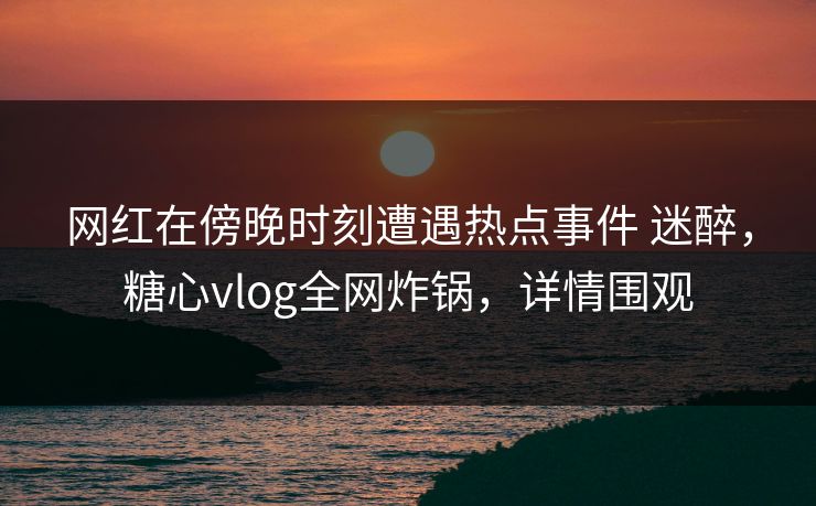 网红在傍晚时刻遭遇热点事件 迷醉，糖心vlog全网炸锅，详情围观  第1张
