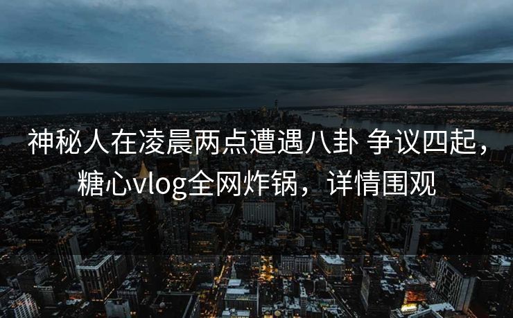 神秘人在凌晨两点遭遇八卦 争议四起，糖心vlog全网炸锅，详情围观